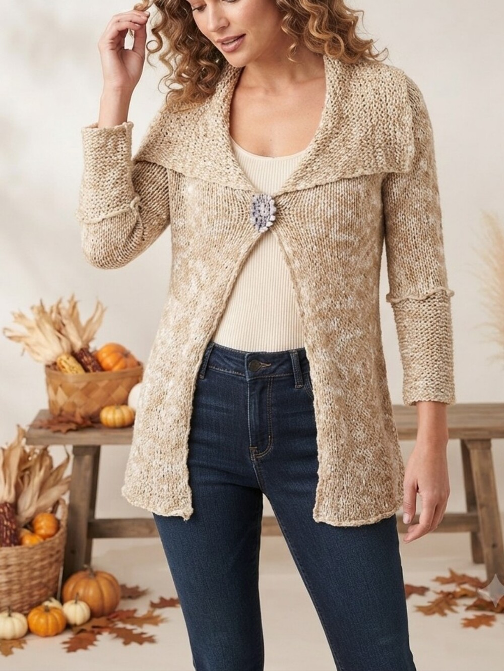 Parkhurst  Shawl Collar Knit Cardigan Sweater Size Small Cottagecore